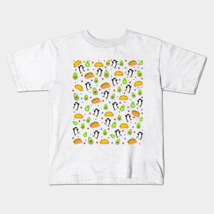 Tacos and avocado face mask, Penguin face mask. Kids T-Shirt